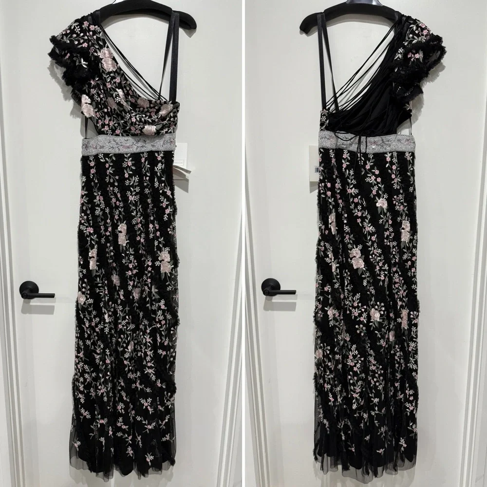 Mac Duggal Floral Embroidered One Shoulder Formal Open Back Gown - 4 - Picture 4 of 4
